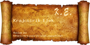 Krajcsirik Elek névjegykártya
